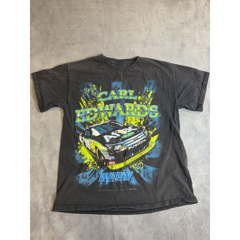 Carl Edwards #99 Aflac NASCAR Y2K Big Graphic T-Shirt Black XS